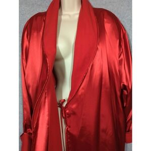 New Red Satin Long Robe L Fleece Lined Erica Taylor Hong Kong Holiday Ready
